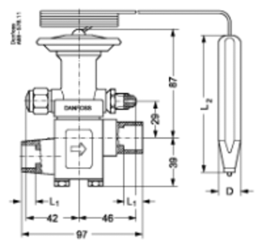 Danfoss TE 12 Valve Body Straight ODF 7/8