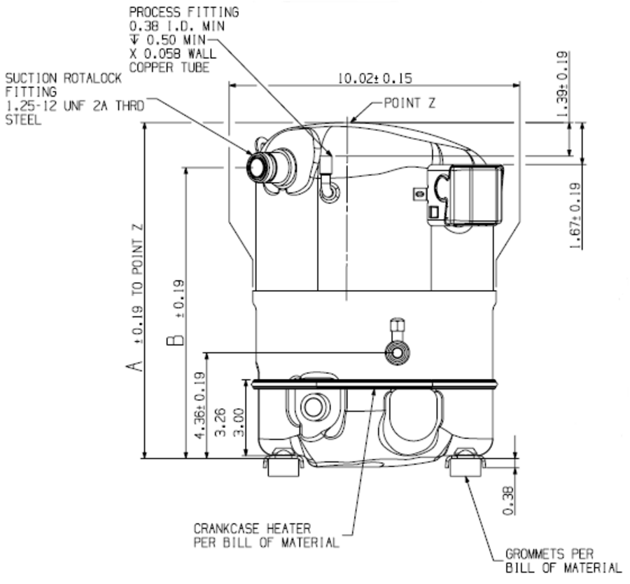 Copeland Compressor - Rotalock, 2.25HP, 1PH (No Electrics)