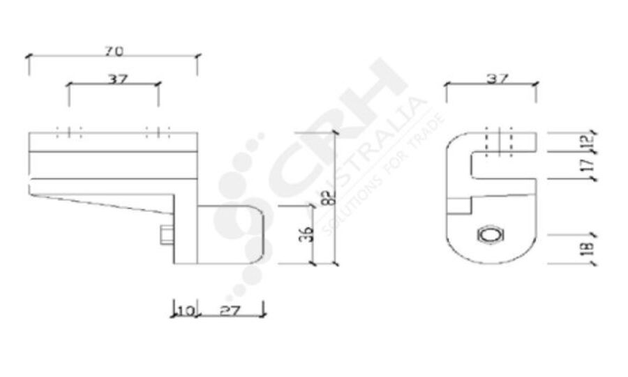 CRH Inline Adj Track Stop, Grey - RH