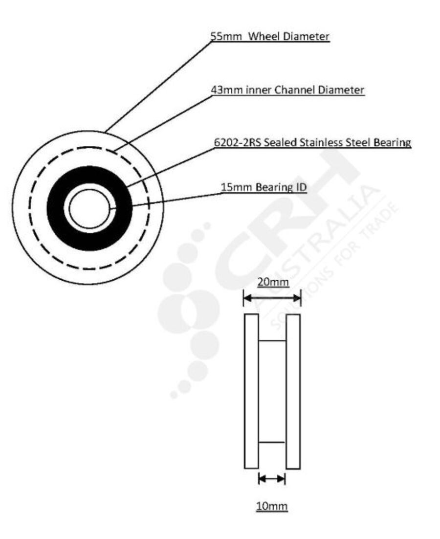 CRH 55mm Square Profile Wheel & Axle Assembly