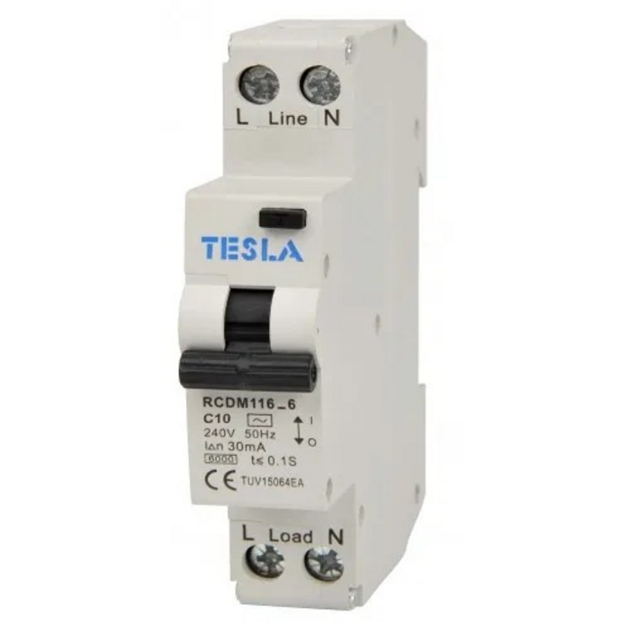 Tesla A Style RCD/MCB - 1 Pole 6kA 16A