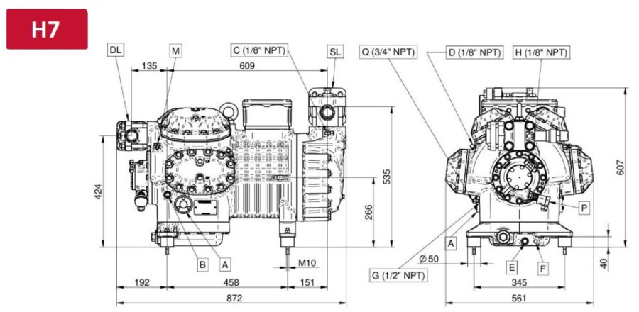 Dorin Semi-Hermetic Compressor H7 Series 415V