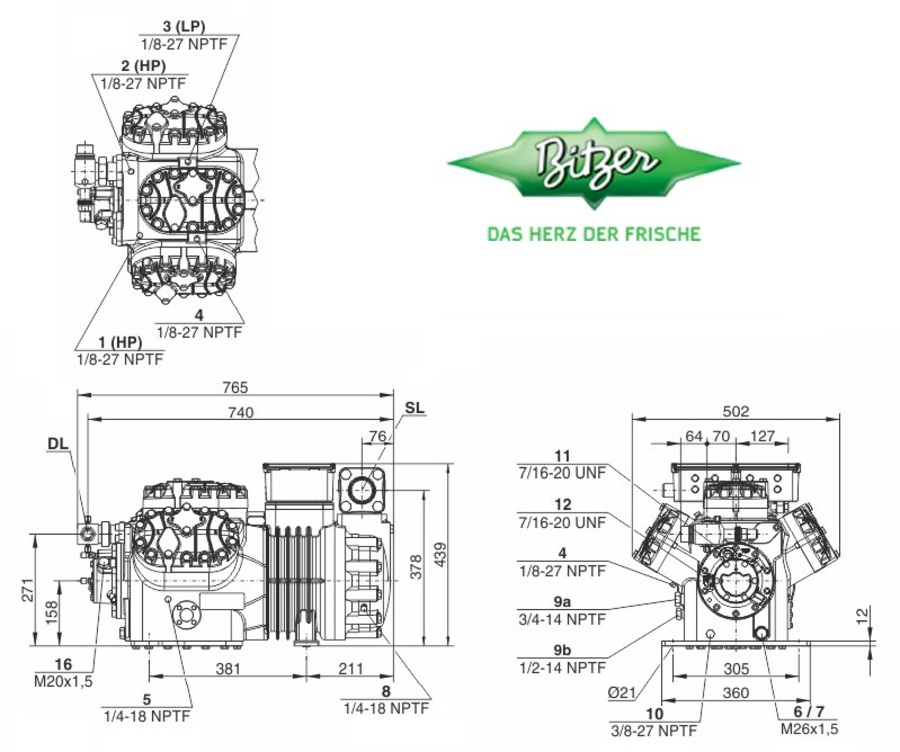 Bitzer Ecoline Semi-Hermetic Compressor 6JE-25Y-40P