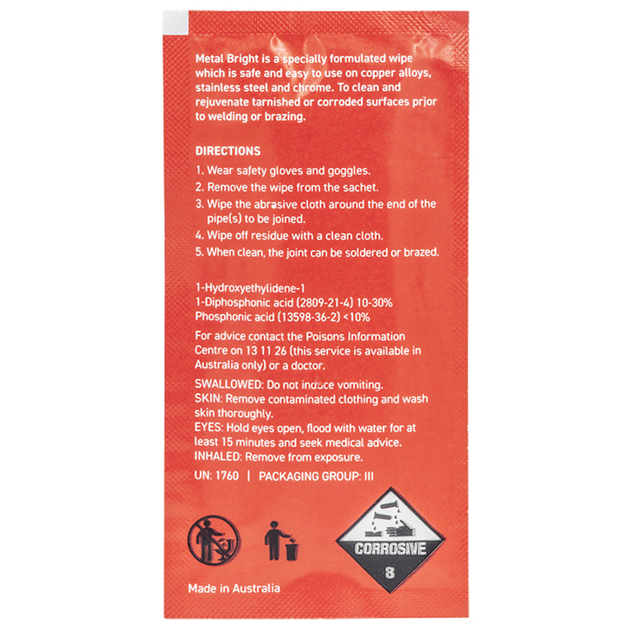 Metal Bright Sachet Cleaner & Rust Remover Pack of 20 Sachets