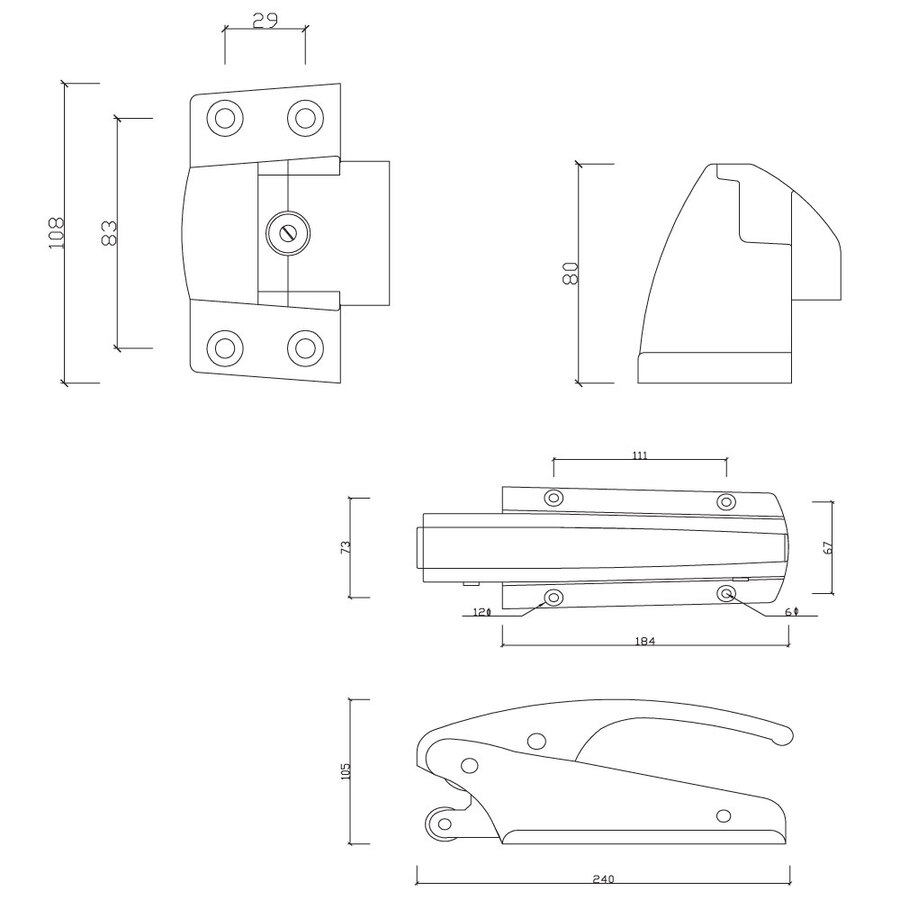 CRH Cool Room Latch Set 16mm-32mm Offset