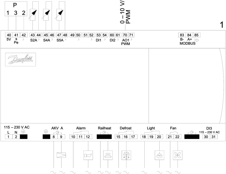 Case/room controller (EEV), AK-CC55 Multi Coil