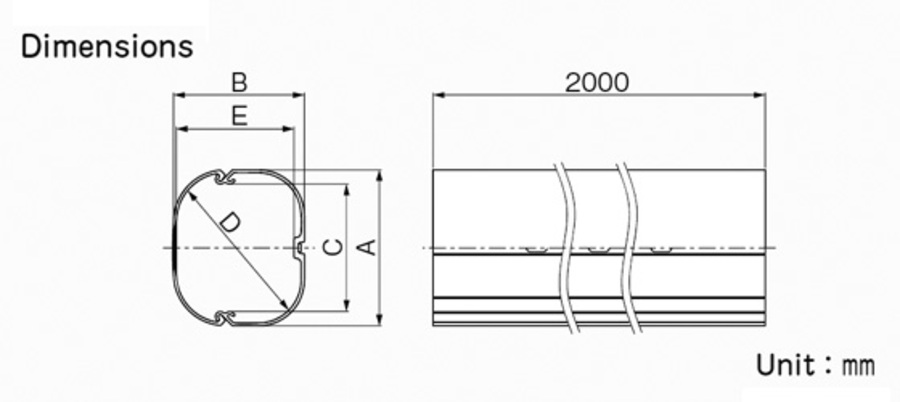 Slim duct 63mm x 75mm wide