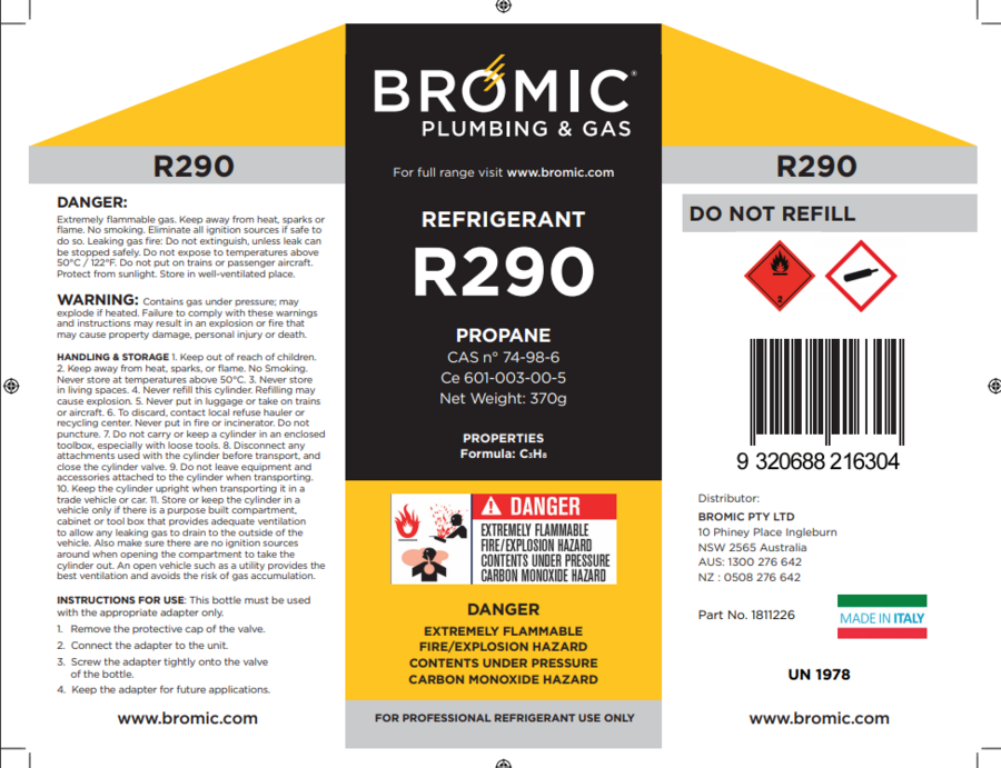 R290a Propane Refrigerant