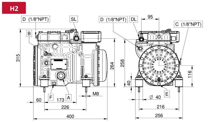 Dorin Semi-Hermetic Compressor H2 Series 415V