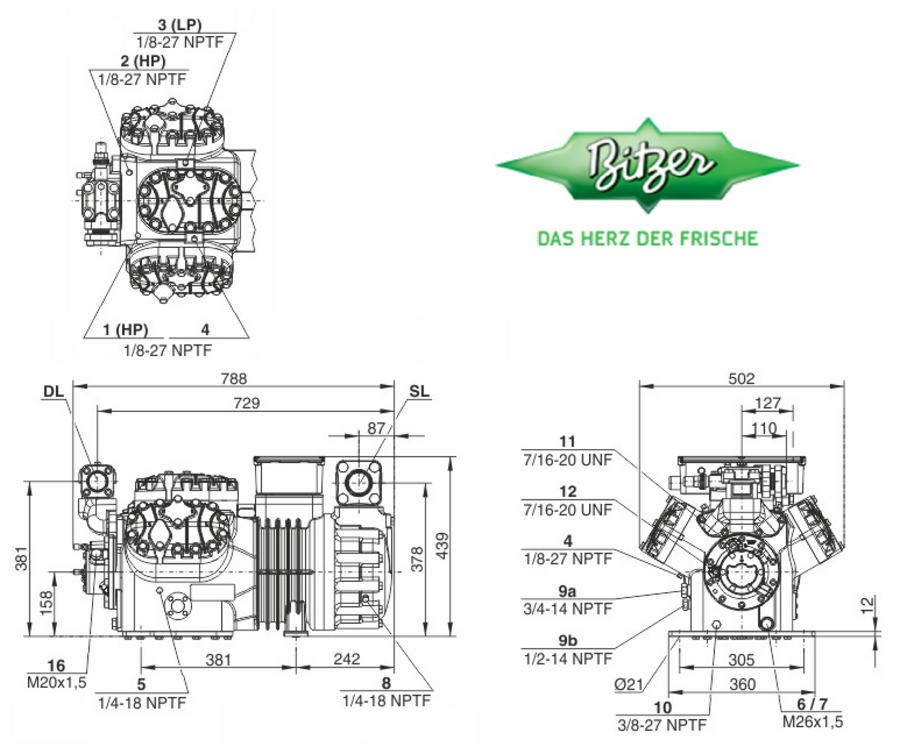 Bitzer Ecoline Semi-Hermetic Compressor 6FE-40Y-40P