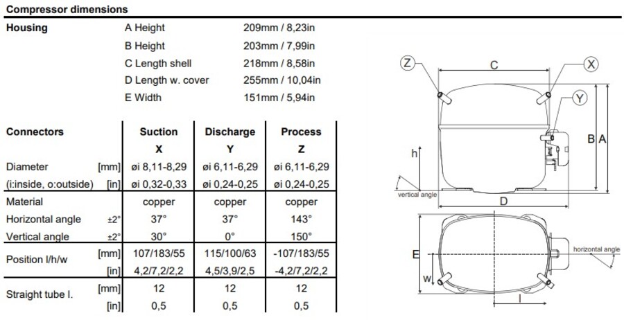 Secop SC12CL Compressor LBP 220-240V 