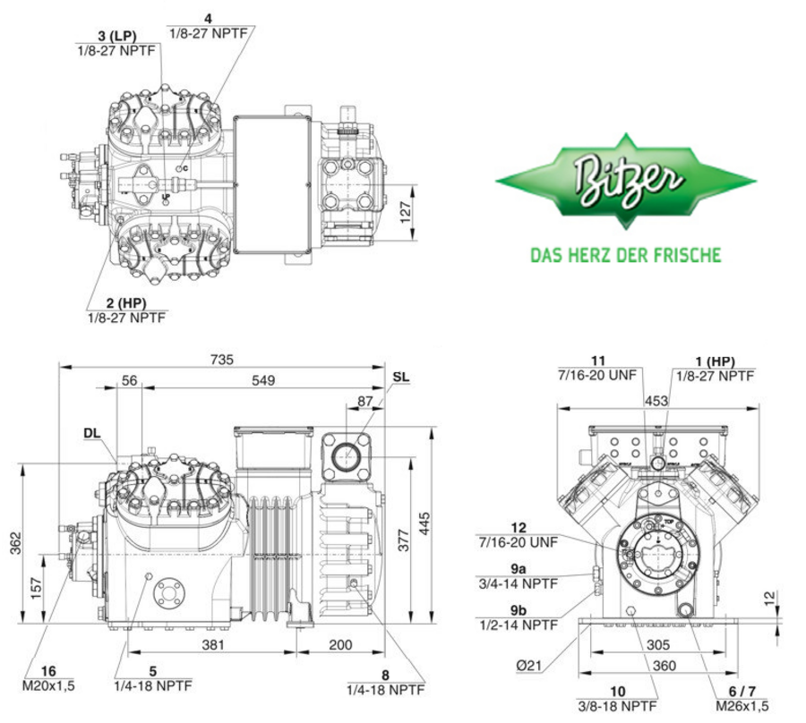Bitzer Ecoline Semi-Hermetic Compressor 4HE-25Y-40P