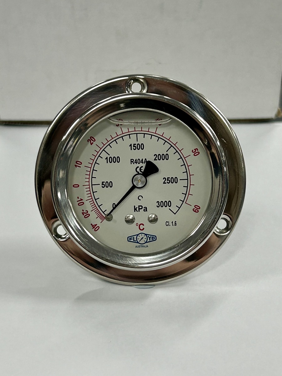 Floyd Liquid Filled 63mm Flush Mount, Lower Rear Entry - R404a 0 -3000kpa