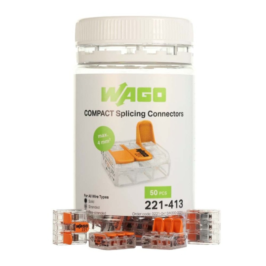 Wago 4mm2 3-Conductor Compact Splicing Connectors, Jar of 50