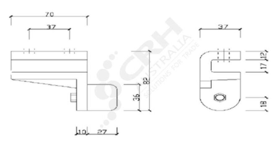 CRH Inline Adj Track Stop, Grey - LH