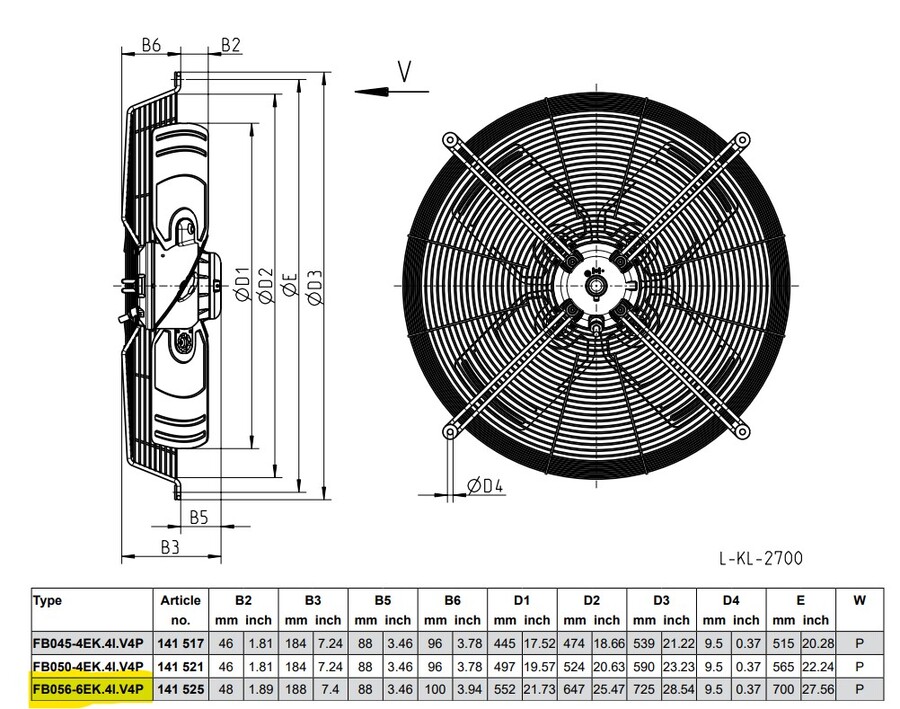 Fan Axial Ziehl Abegg 6P 3Ph 560mm