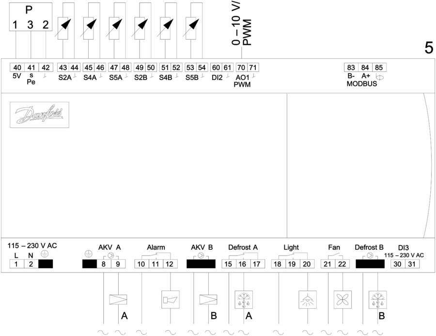 Case/room controller (EEV), AK-CC55 Multi Coil