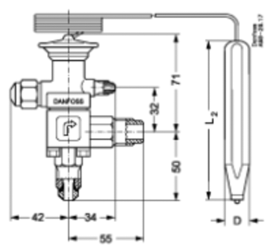 Danfoss TE 5 Valve Body Angle Flare 1/2