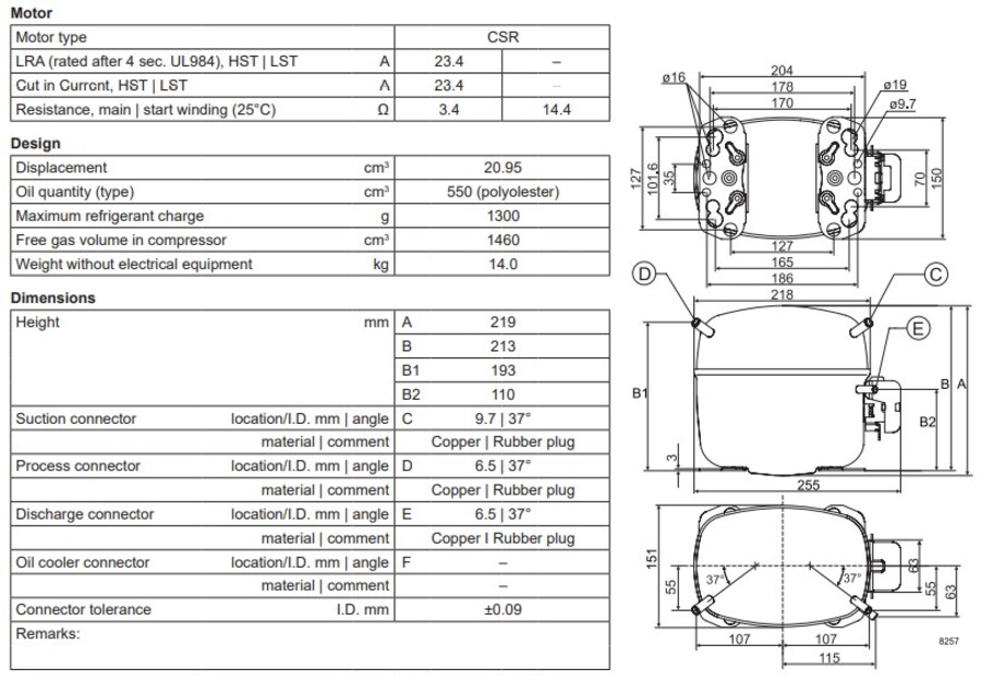 Secop SC21CL Compressor LBP 220-240V
