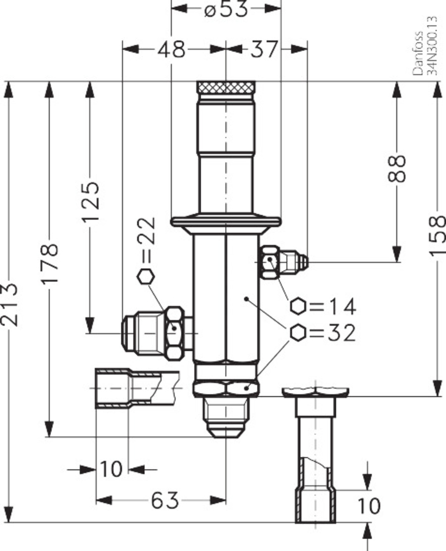 Hot gas bypass regulator, CPCE 12, 1/2 Solder