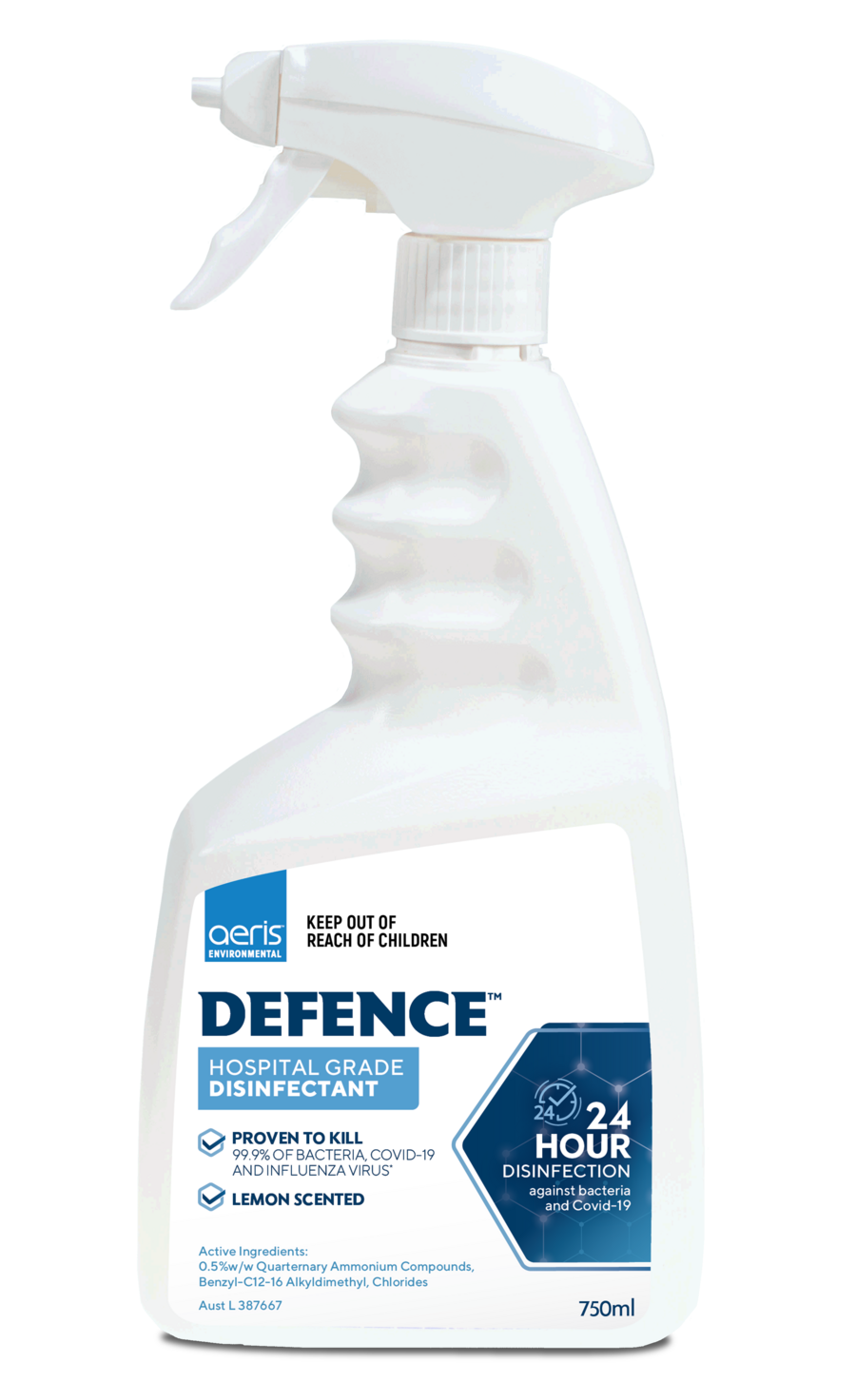 Aeris Defence Hospital Grade Disinfectant Cleaner 750ml Trigger Spray