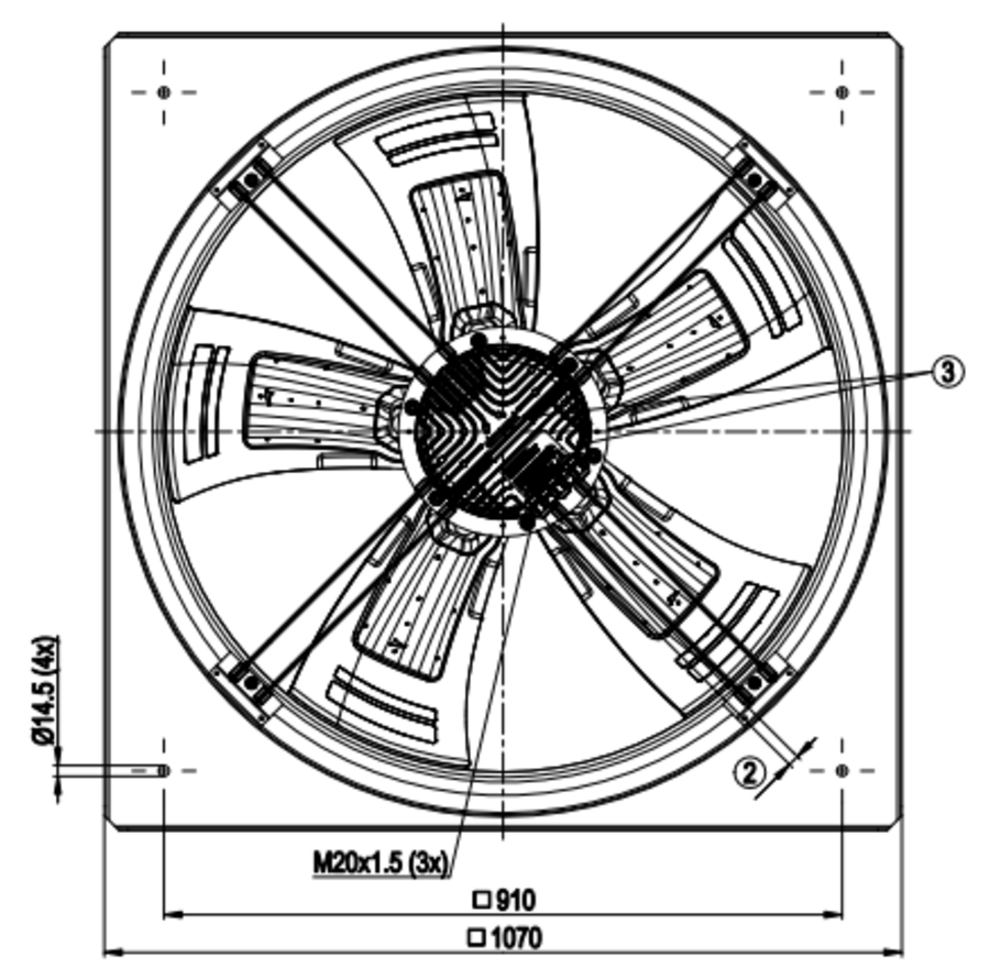 Motor Fan Assembly EBM 910mm EC