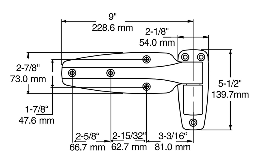 Kason 1245 Cam-Rise Hinge - 28mm Offset