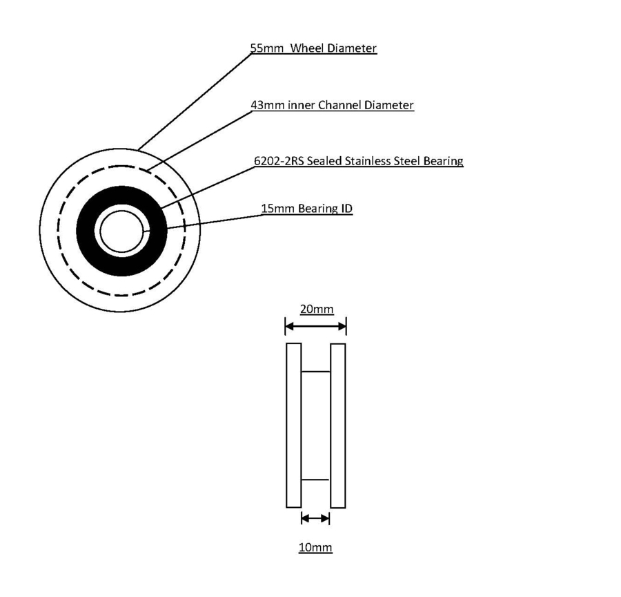 CRH 55mm Square Profile Delrin Whee