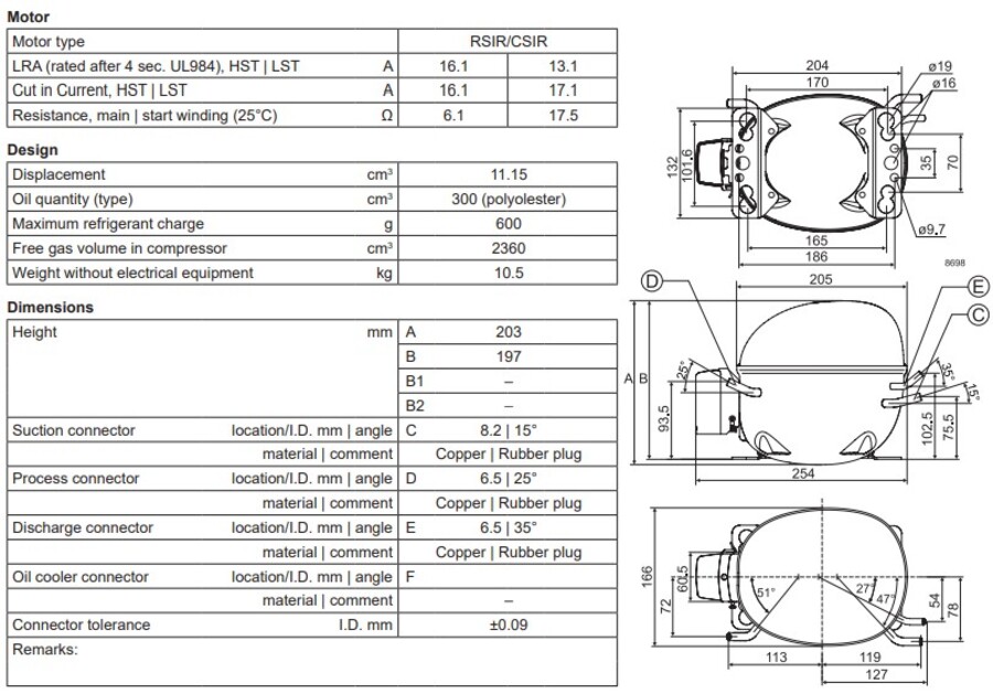 Secop NL11MF Compressor M/HBP 220-240V