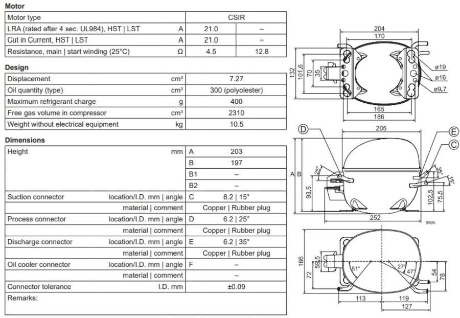Secop NF7MLX Compressor M/HBP 220-240V