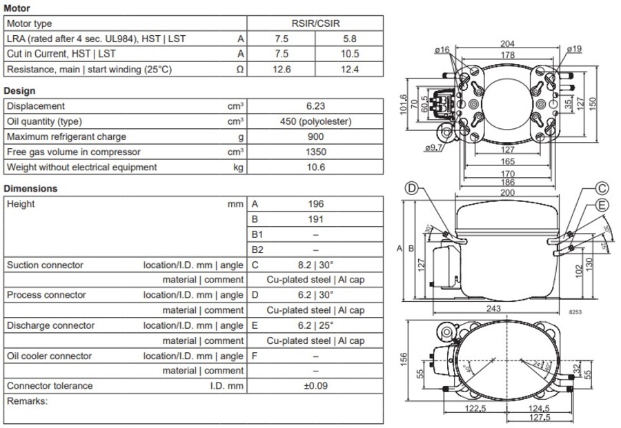 Secop FR6G Compressor L/M/HBP 220-240V