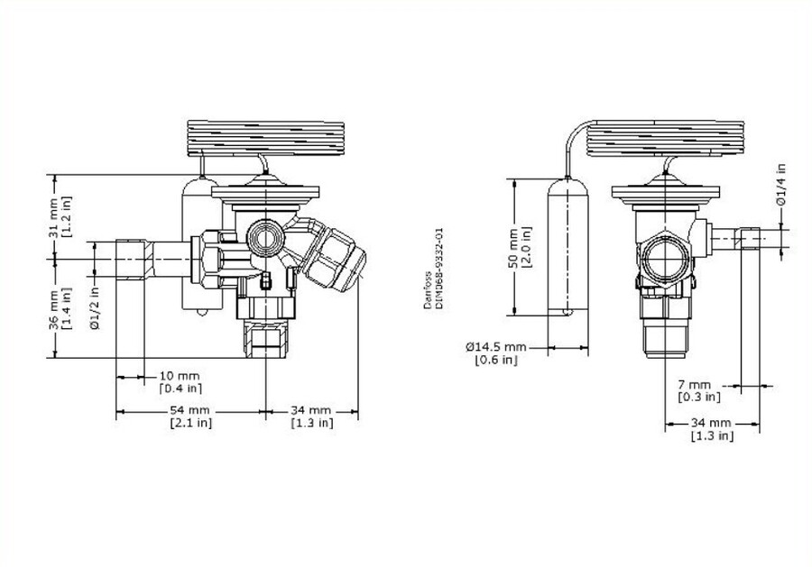 Danfoss TE2 - Thermostatic expansion valve R448A/R449A External Equalized (Solder)