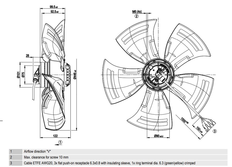 EBMPAPST FAN  6P 1PH 450MM DIA